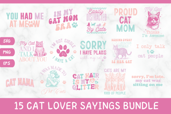 15 Funny Cat Lover Sayings SVG Bundle Review