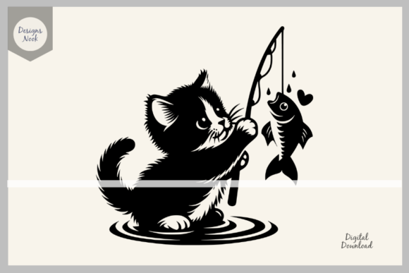Cat and Fish SVG File Clipart Silhouette Review
