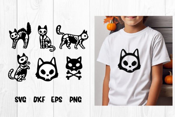 Cat Skeleton SVG for Halloween Embroidery