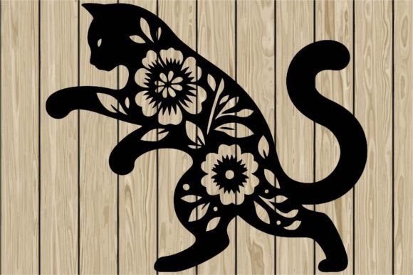 Floral Cat Fighting Stencil SVG Review