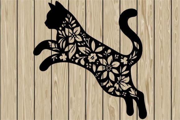 Floral Cat Jumping Stencil SVG Review
