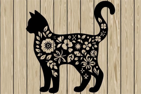 Floral Cat Standing Stencil SVG Review