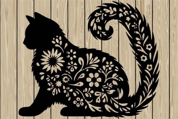 Floral Cat Stencil Silhouette SVG Review