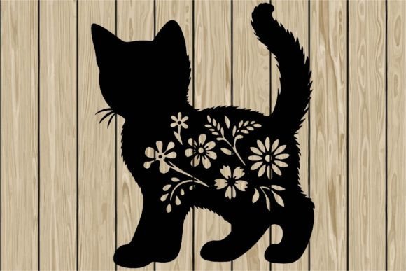 Floral Kitten Stencil Silhouette SVG Review