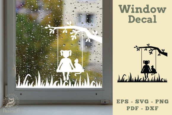 Girl and Cat Window Decal SVG 2 Review for Embroidery Projects