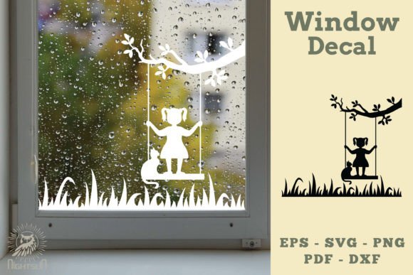 Girl and Cat Window Decal SVG 3 Review for Embroidery Projects