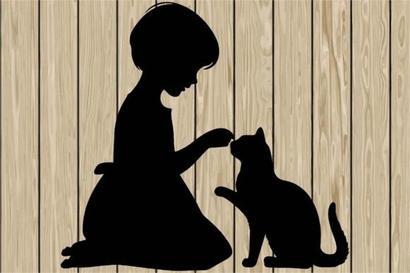 Girl Playing with Cat Silhouette SVG Review