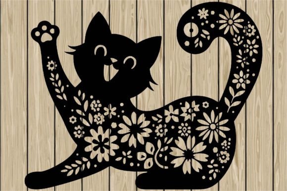 Halloween Floral Excited Cat Stencil SVG Review