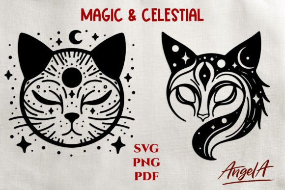 Magic and Celestial Cat Face Svg Cut Review