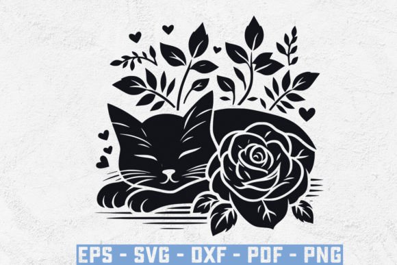 Sleeping Cat with Roses Svg Design Review