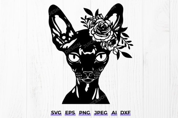 Sphynx Cat with Flowers SVG PNG Review